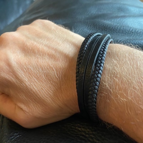 Misa & Co. 4 Strand Leather and Stainless Steel Bracelet - Black - Picture 1 of 3